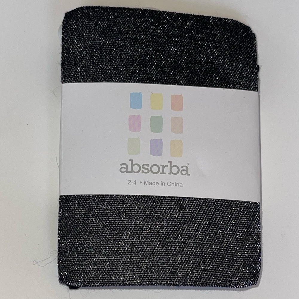 Absorbs Toddler Girl’s Black Silver Shimmering Tights, Size 2-4